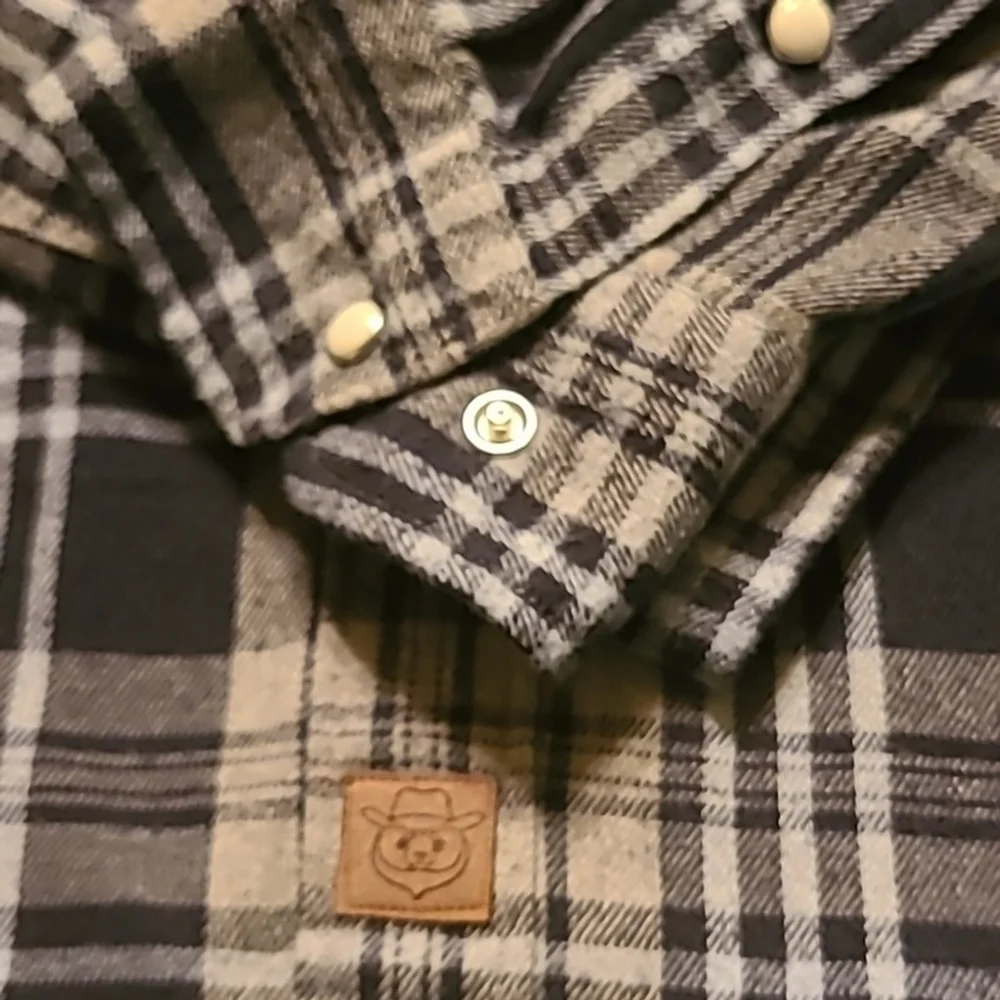 Dubinik Men's western shirt sz 2XL. Plaid flannel/pearl snap buttons. .(#1418)